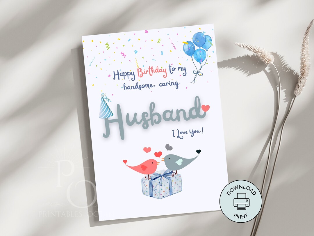 Romantic Birthday Card for Husband Printable Handmade Instant Download ...