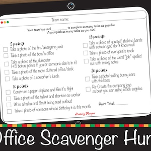 Office Scavenger Hunt | Office Party Games | Adult Scavenger Hunt | Team Building | Social Work | Team Building Games for work | Printable