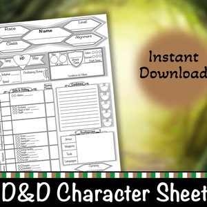 DnD Character Sheet | Printable D&D Character Sheet | Goodnotes | Tabletop Game | PDF Game sheet | Campaign Journal | Printable PDF