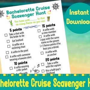 Bachelorette Cruise Scavenger Hunt | Bachelorette Scavenger Hunt | Adult Scavenger Hunt | Scavenger Hunt | Downloadable Print | Party Game