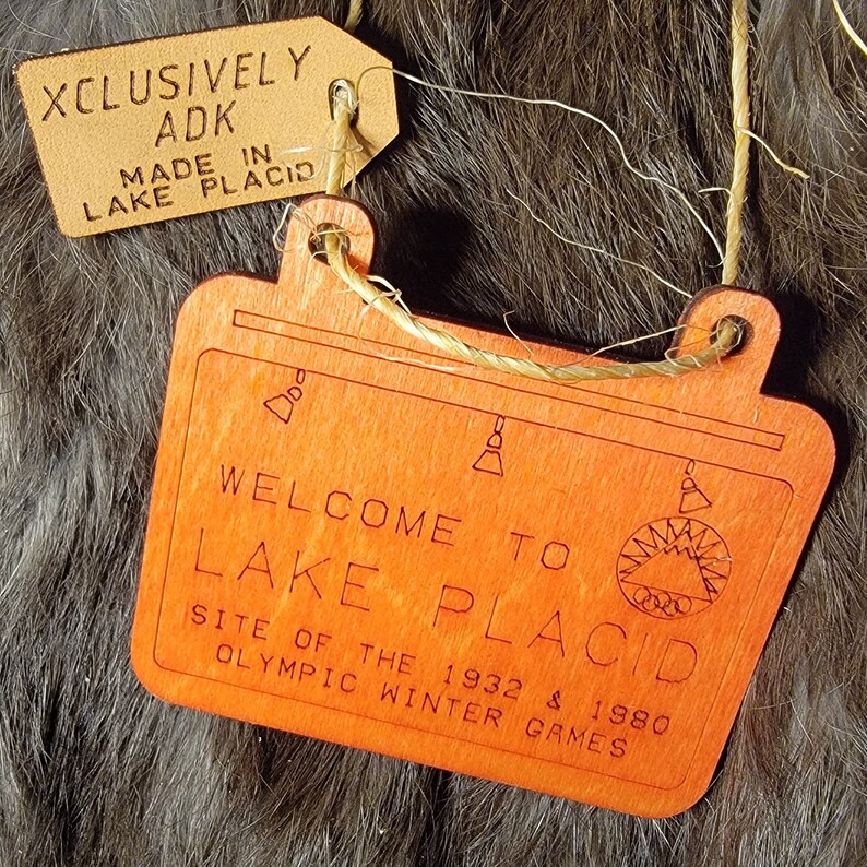 to Lake Placid Laseretched Sign Replica Personalized Hiker