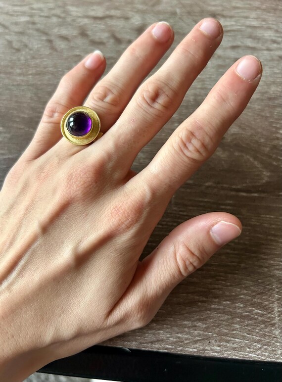Beautiful Dome Amethyst Statement Ring - image 2