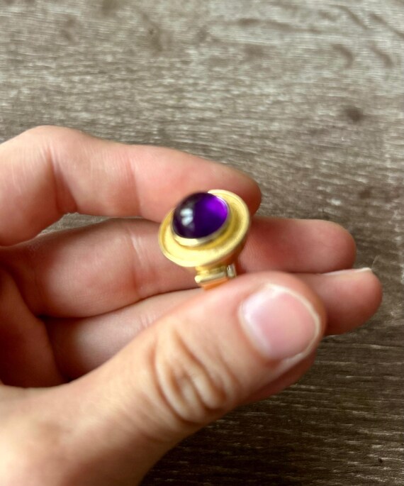 Beautiful Dome Amethyst Statement Ring - image 7