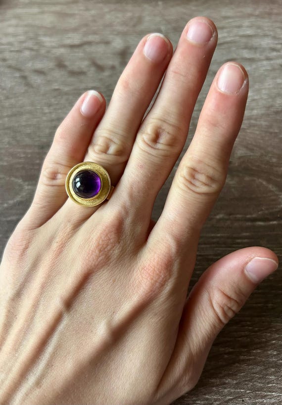Beautiful Dome Amethyst Statement Ring - image 5