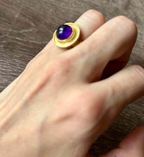 Beautiful Dome Amethyst Statement Ring - image 3