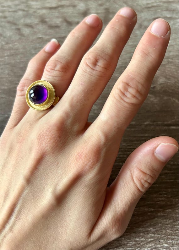 Beautiful Dome Amethyst Statement Ring - image 1