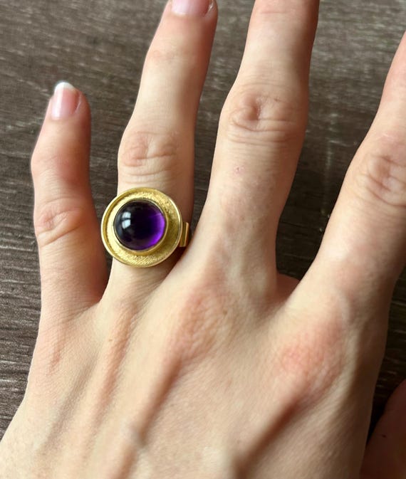 Beautiful Dome Amethyst Statement Ring - image 8