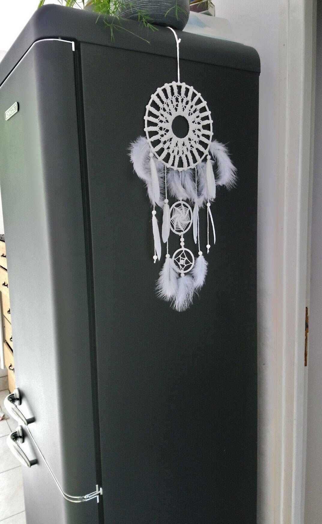 Attrape Rêves en Macramé Blanc Pour La Décoration Murale