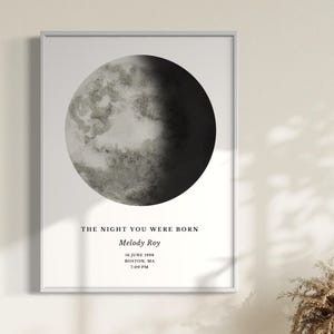 Personalisierte Mondphase die Nacht, in der Du geboren wurdest, Geburtstagsgeschenk für Sie oder Ihn, Geburtstagsmond Poster der Tag, an dem Du geboren wurdest