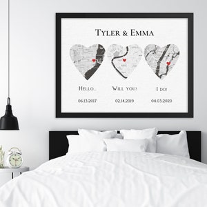 Heart Map, Where We Met Map, Anniversary Gift For Him, Custom Wedding Map, Engagement Map, Wedding Gift For Husband