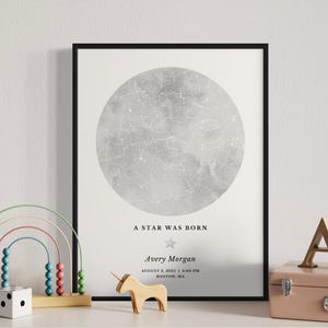 Custom Star Map Print, The Night You Were Born, Star Map by Date, Star Map Poster Gift for New Parents, Personalized Celestial Birth Art