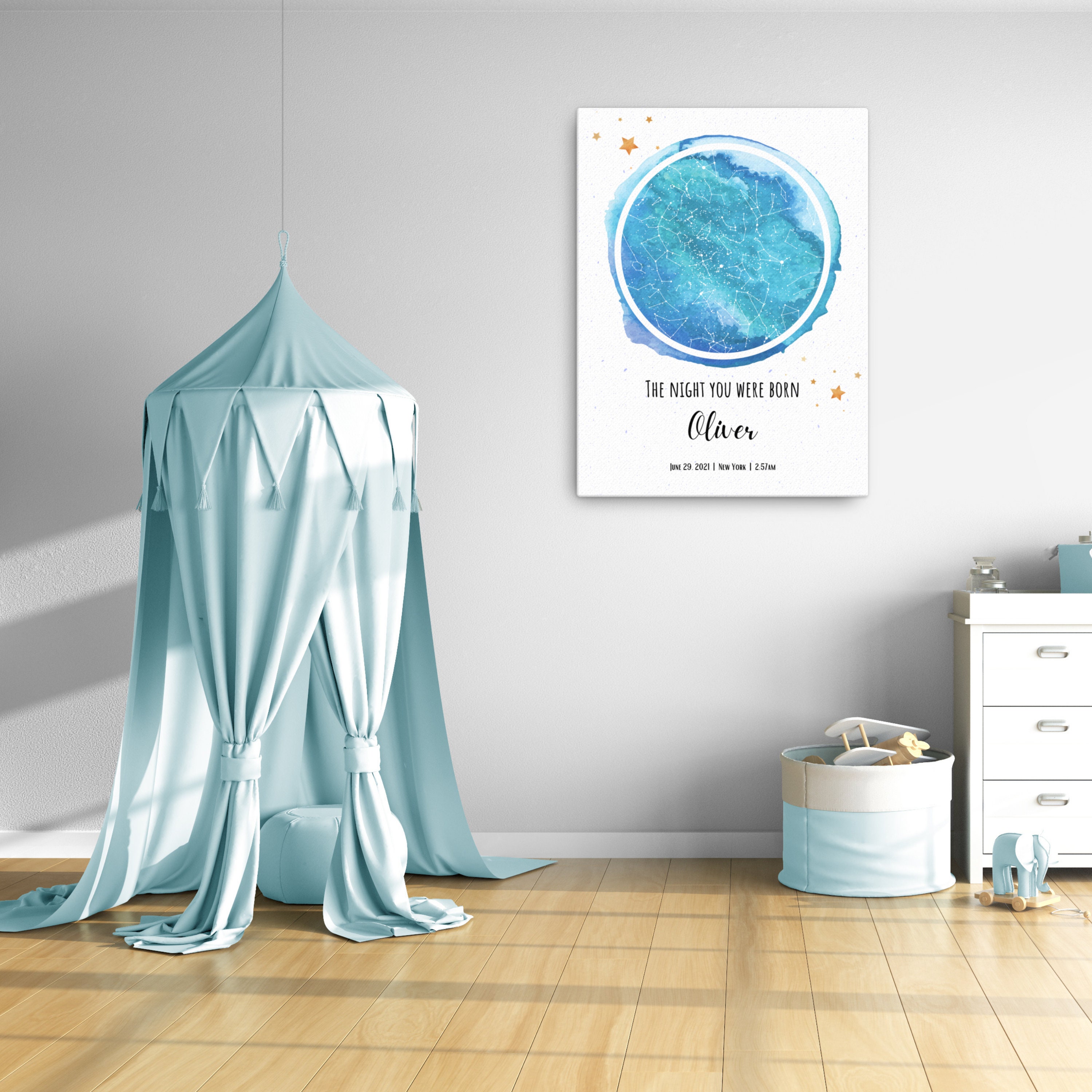 Personalized Star Map by Date, New Baby Boy Gift, the Night You Were ...