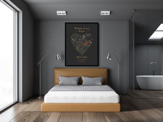 Where We Met Map, Our First Date, Where It All Began, Gift For Him