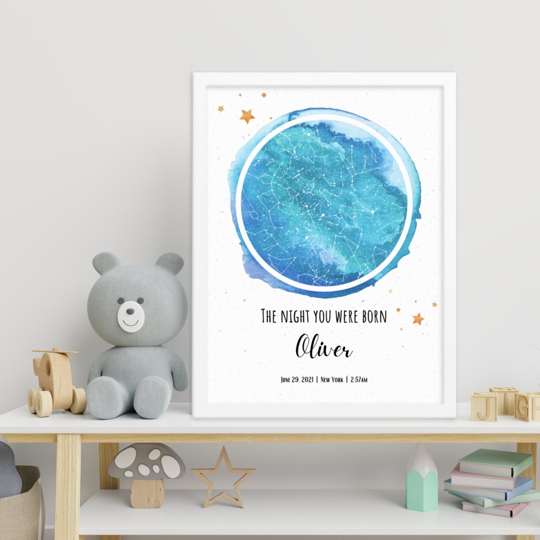 Personalized Star Map by Date, New Baby Boy Gift, the Night You Were ...