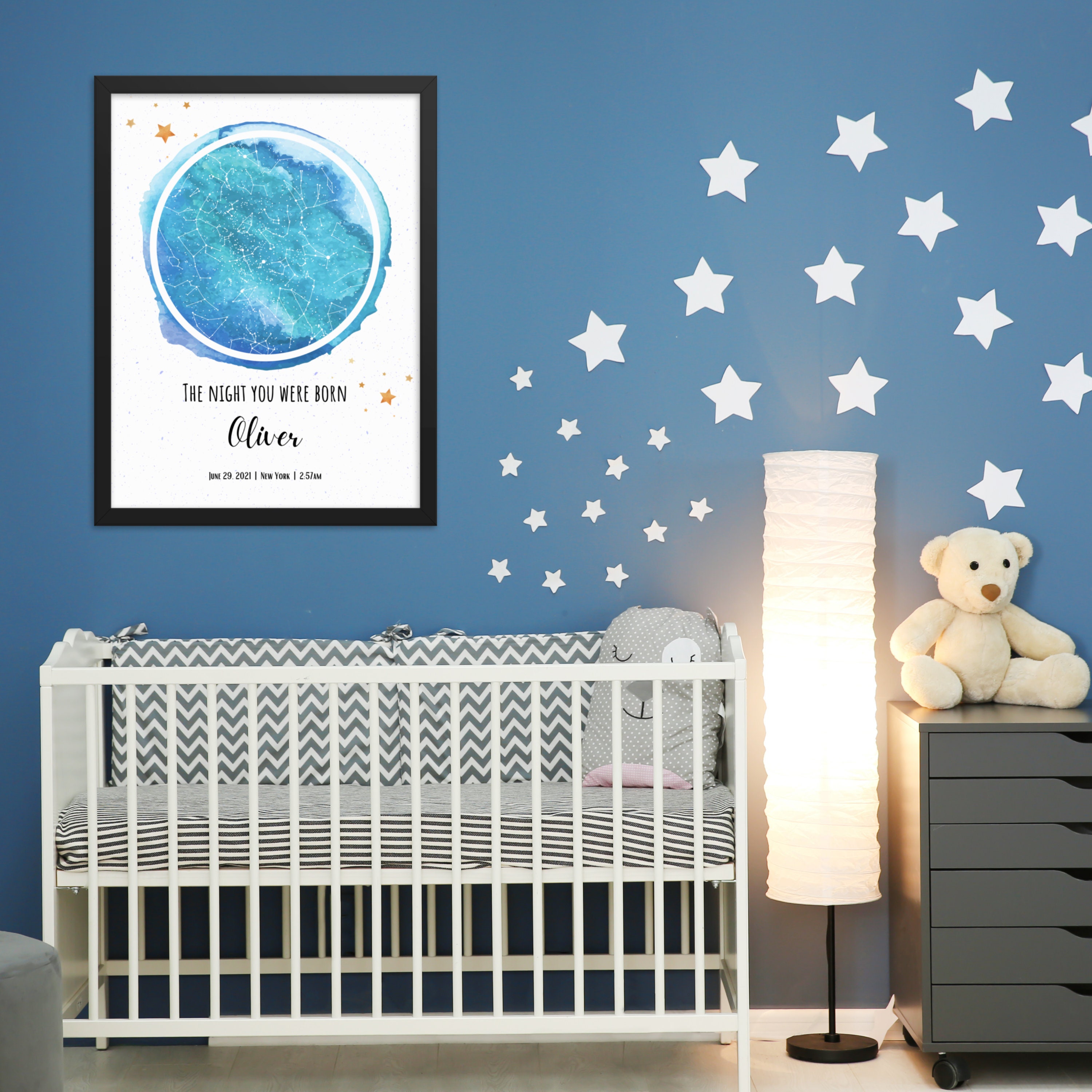Personalized Star Map by Date, New Baby Boy Gift, the Night You Were ...