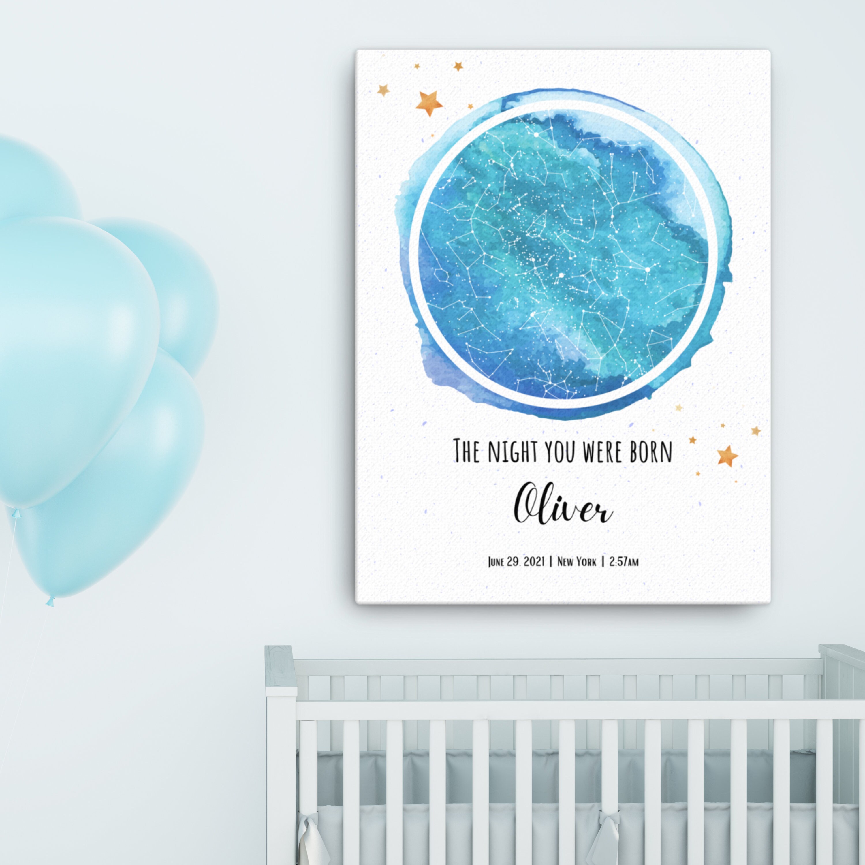 Personalized Star Map by Date, New Baby Boy Gift, the Night You Were ...