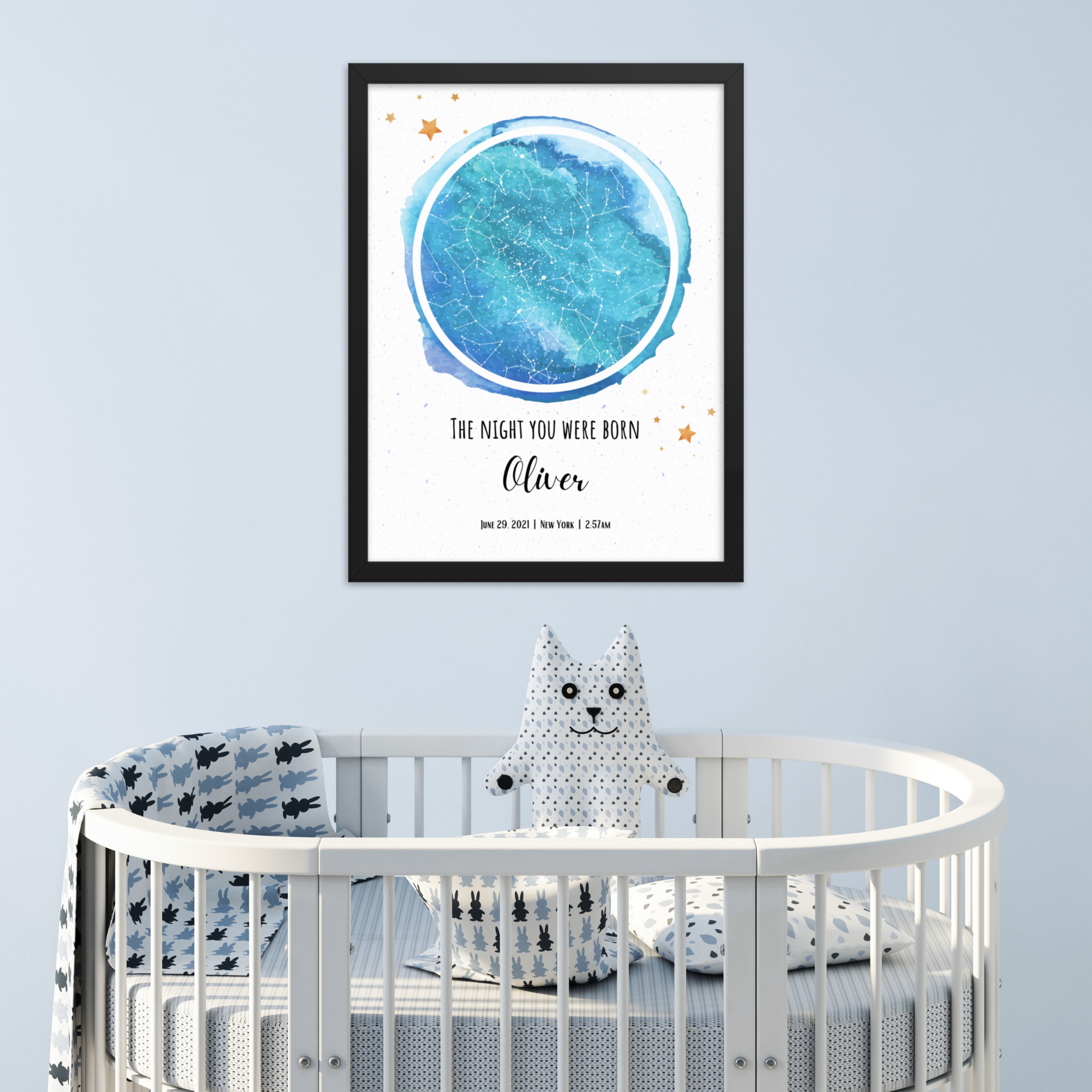 Personalized Star Map by Date, New Baby Boy Gift, the Night You Were ...