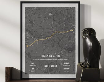 Dowolna mapa maratonu, spersonalizowany prezent biegowy, spersonalizowany prezent dla biegacza, wspomnienie z dnia biegu