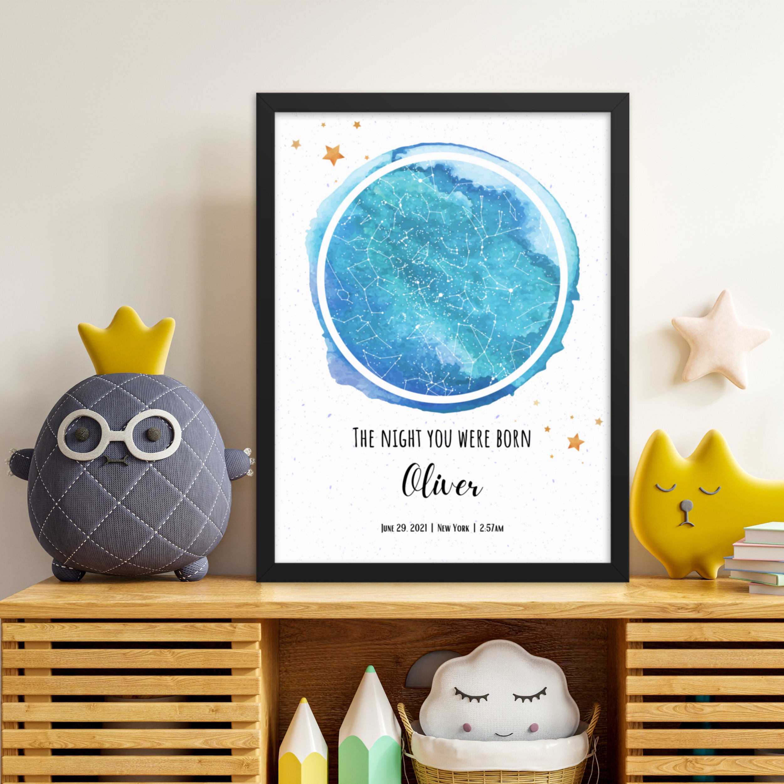 Personalized Star Map by Date, New Baby Boy Gift, the Night You Were ...