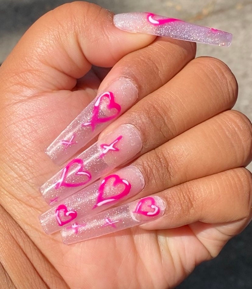 Sliver Pink Airbrush Nails – La.piegirlnails