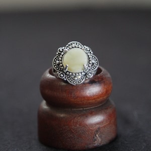 Radiant Yellow Opal in Antique Silver ring