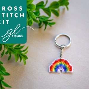 Cross stitch kit - Rainbow cross stitch kit - kids cross stitch kit - DIY  beginners cross stitch kit