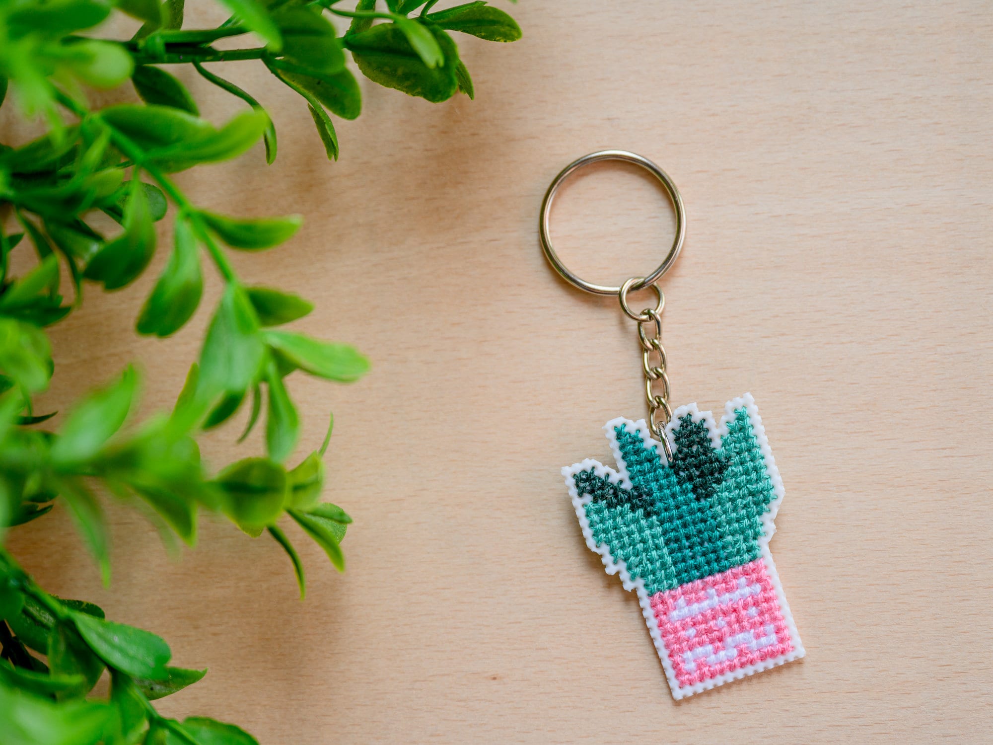 Cross Stitch Succulent Keychain keyring Etsy UK