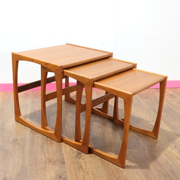 Mid Century Moden G Plan Quadrille Teak 3 Nesting Tables Vintage Style Teak Nest Side Tables