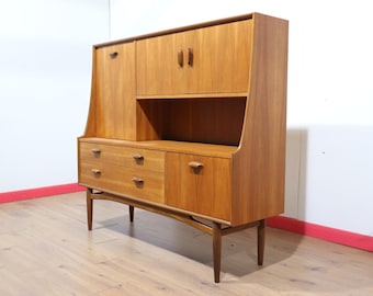 Vintage Teak Brasilia Tall Credenza Sideboard, G Plan Mid Century Danish Buffet