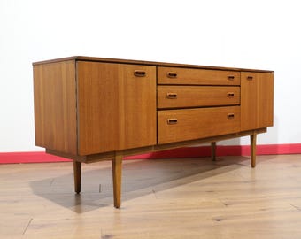 Vintage Teak Credenza Sideboard by Nathan, Mid Century Modern Danish Style, 1960s