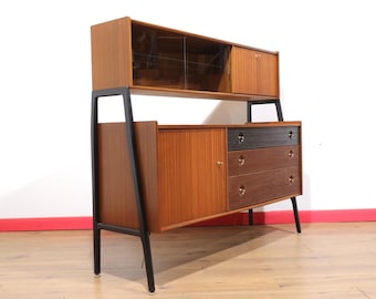Vintage Teak Afromosia Credenza Buffet by Nathan, Mid Century Modern Danish Style, 1960s