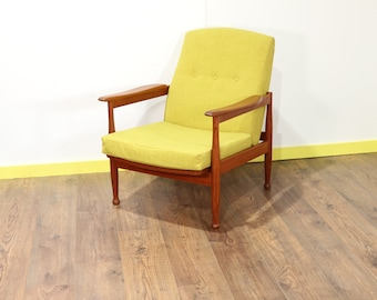 Vintage Mid Century Modern Teak Reclining Lounge Chair by Guy Rodgers