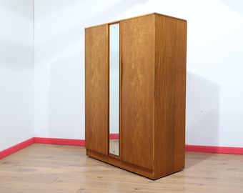Vintage Teak Armoire Wardrobe by Austinsuite, Mid Century Modern Danish Style with Mirror, 1960s