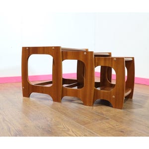 Mid Century Modern Teak Nesting Tables - Danish Style Vintage Set