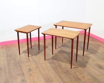 Mid Century Modern Vintage Danish Nesting Tables Side End Tables