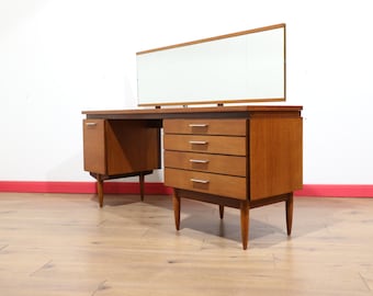 Vintage Teak Vanity Dressing Table Desk by White and Newton, Mid Century Modern, 1960s