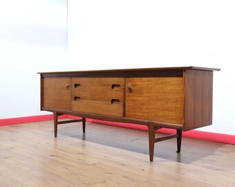 Vintage Teak Afromosia Credenza Sideboard, John Herbert, Mid Century Danish Style