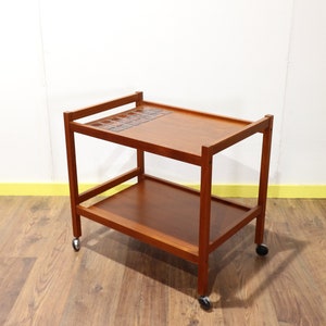 Mid Century Modern Drinks Trolley Bar Cart Danish Style Vintage Teak