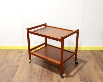 Mid Century Modern Drinks Trolley Bar Cart Danish Style Vintage Teak