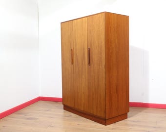 Vintage Teak Triple Armoire by G Plan Fresco, Mid Century Modern Danish Style, 1960s
