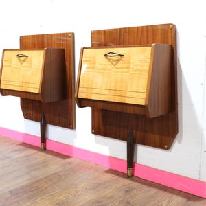 Mid Century Modern Vintage Italian Bedside Wall Mounted Nightstands End Tables