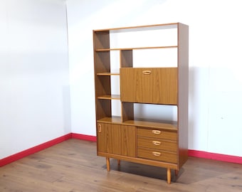 Vintage Teak Room Divider Bookcase by Schreiber, Mid Century Modern Danish Style, 1960s