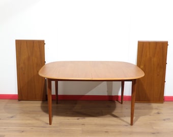 Vintage Teak Extending Dining Table, Mid Century Modern Danish, Seats 8