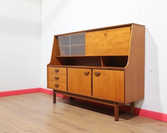 Vintage Teak Highboard Credenza Buffet by Stonehill, Mid Century Modern Danish Style, 1960s