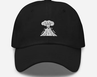 Sombrero de papá bordado en volcán, sombrero de volcán, sombrero de vulcanología, regalo de volcán, regalo de geología, sombrero de geología, erupción volcánica, regalo de vulcanólogo