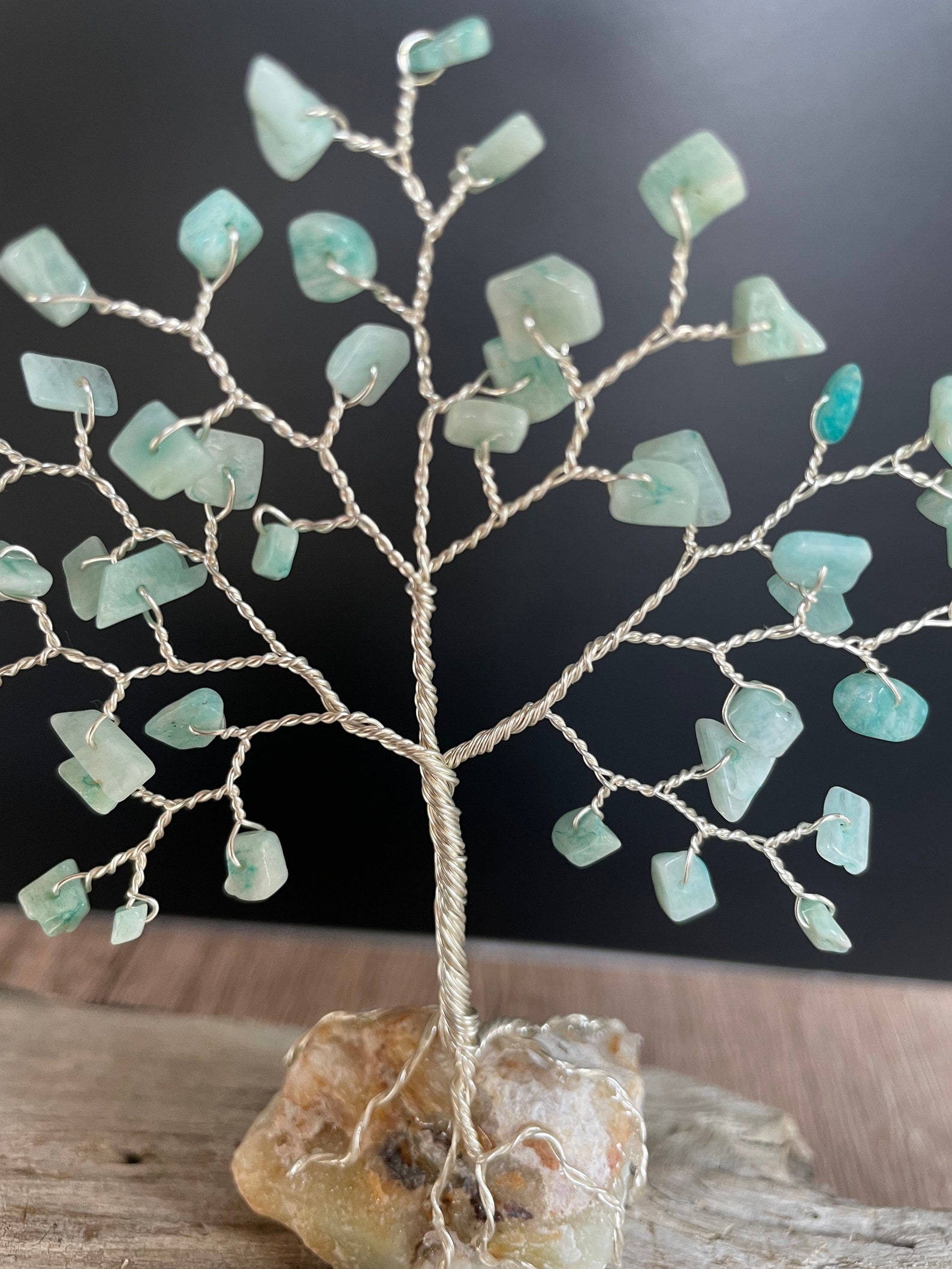 Amazonite Wire Tree of Life Sculpture on Amazonite Crystal Base ...