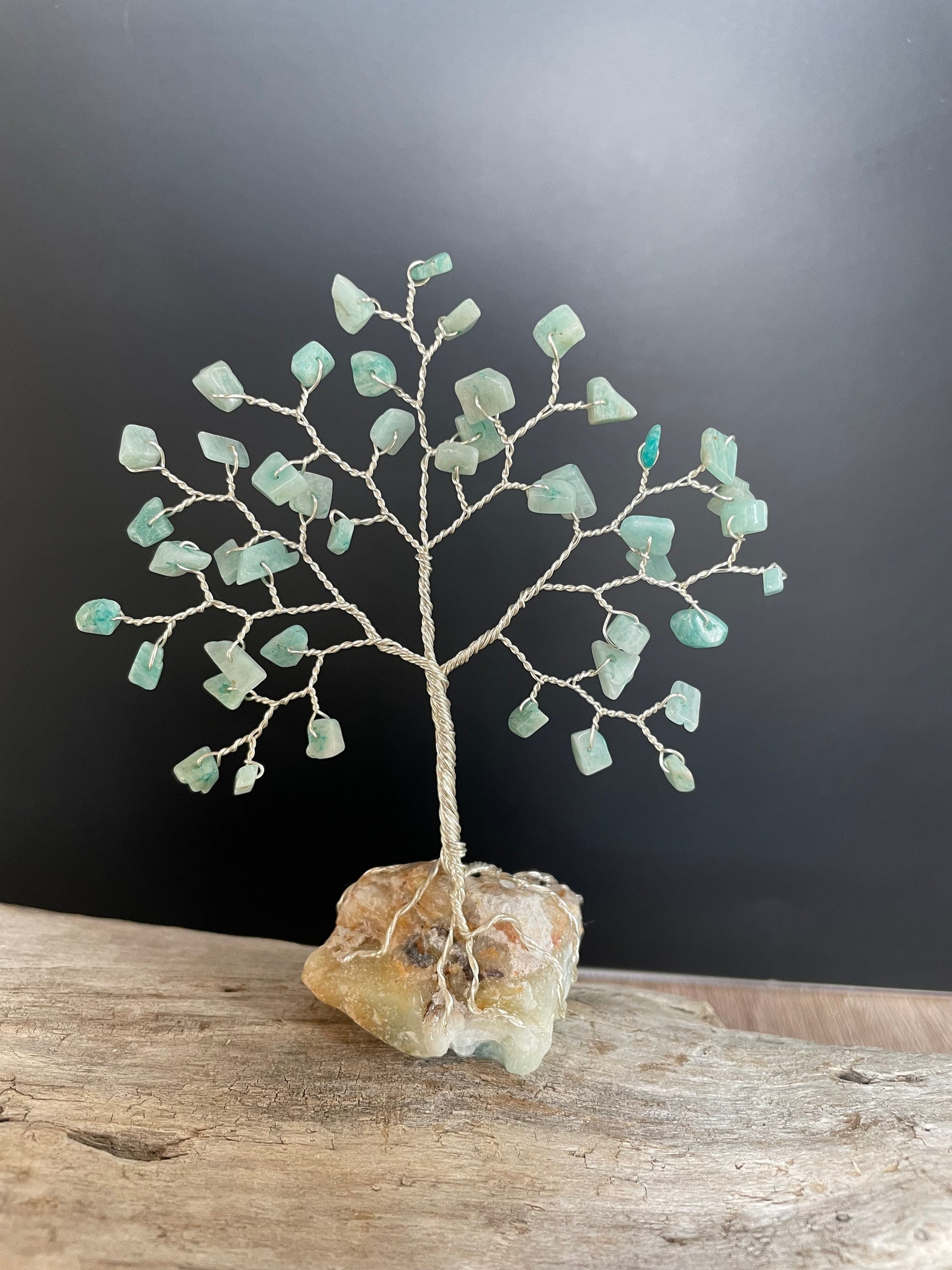 Amazonite Wire Tree of Life Sculpture on Amazonite Crystal Base ...