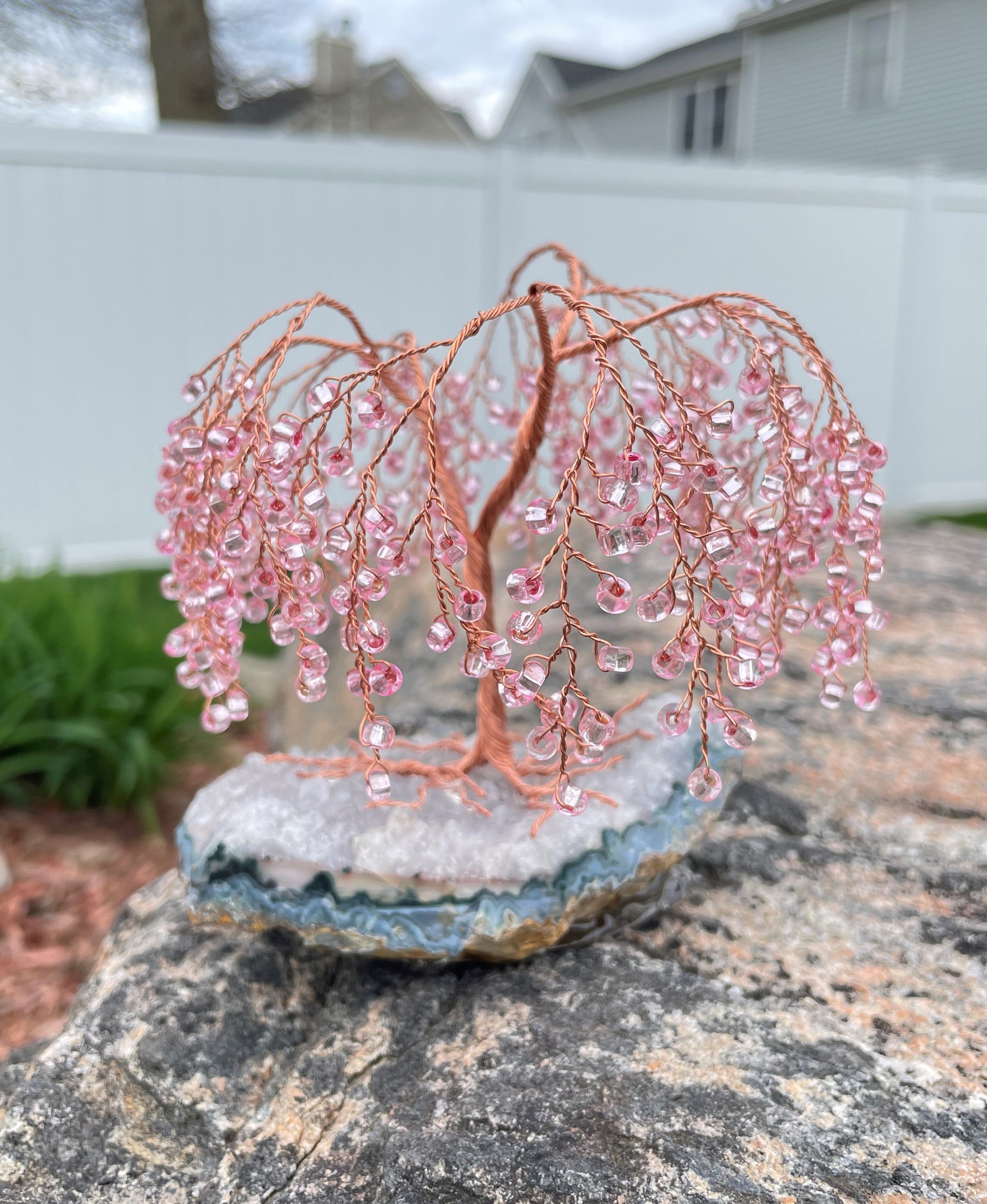 Weeping Cherry Blossom Willow Tree Copper Wire Bonsai Etsy