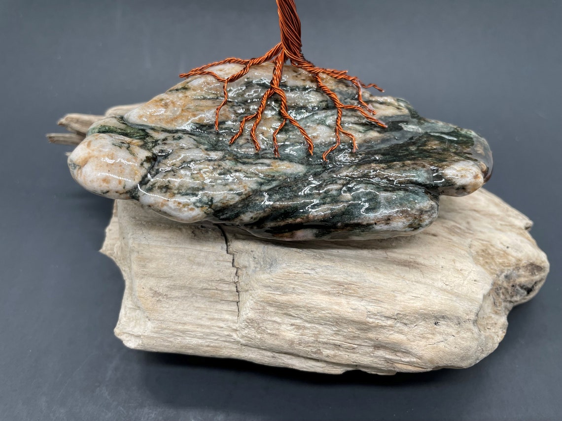 Copper and Green Wire Bonsai Tree of Life Sculpture Handmade Etsy