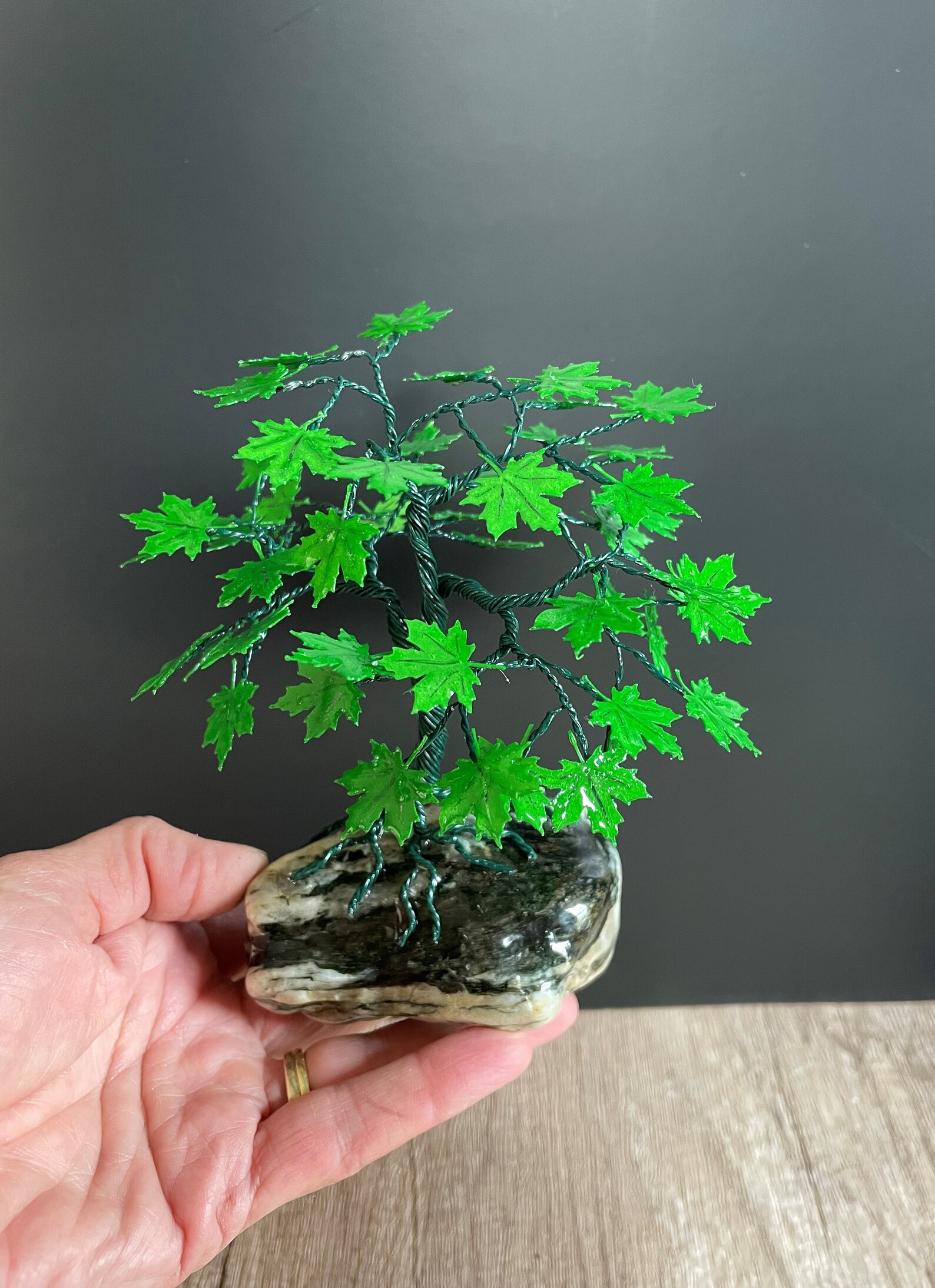 Green Maple Copper Wire Bonsai Tree of Life Sculpture Etsy